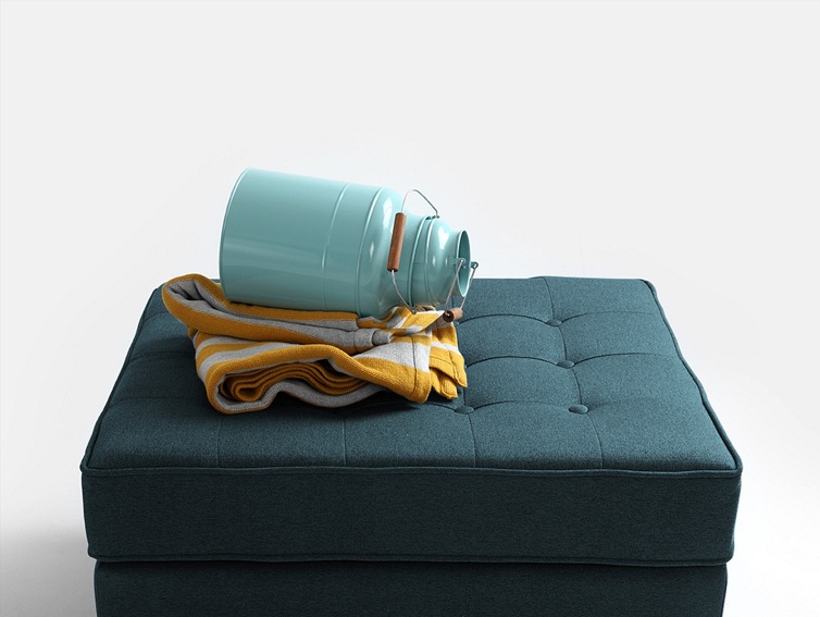 Puf Topic Wood 45x75x65 Głębia Oceanu/Naturalny