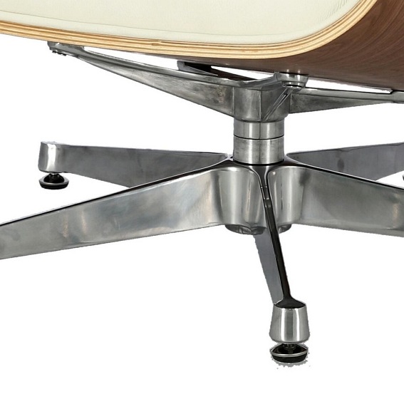 Fotel VIP 54x82x85 Biały/Walnut/Srebrna Baza