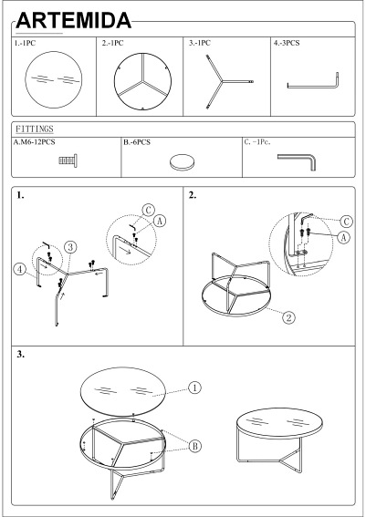 Ława (Zestaw) ARTEMIDA Szary/Czarny