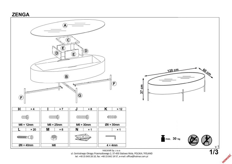 Ława ZENGA Czarny/Dąb Złoty