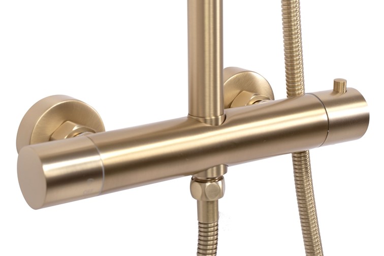 Zestaw Natryskowy VINCENT z Termostatem Złoty Szczotkowany