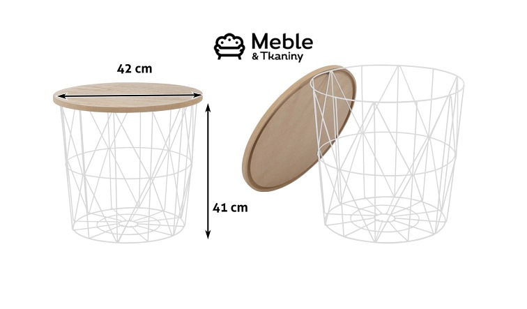 Ława MARIFFA fi42 Biały/Naturalny