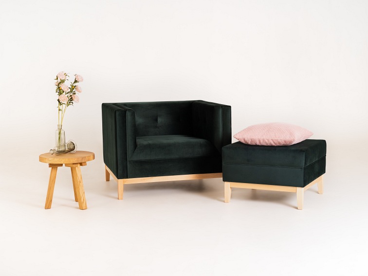 Fotel By-Tom 95x85x73 Avocado/Naturalny