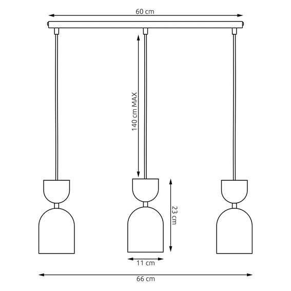 Lampa Wisząca GAUDI 3 Czarny/Pomarańczowy