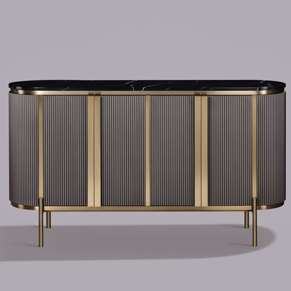 Komoda STILIG ST384A Grafit/Złoty/Czarny