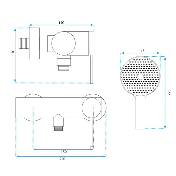Bateria Prysznicowa FOSS CLIF Nikiel Szczotkowany