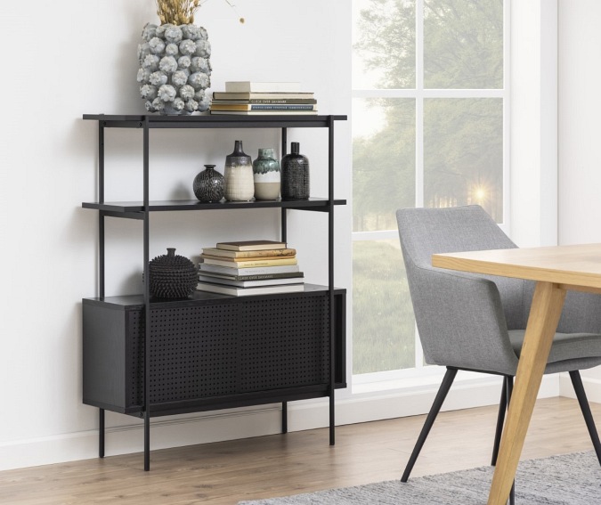 Regał z Szafką Angus 27x94x114 Czarny