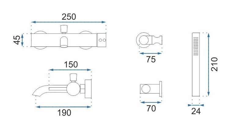 Bateria Wannowa LUNGO Różowe Złoto