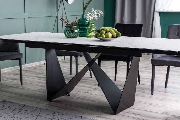 Stół Rozkładany CAVALLI II (240-160)x90 Ceramic Biały/Czarny Mat