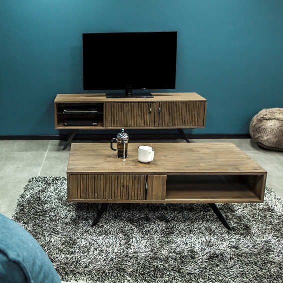 Komoda RTV Massa L01 45x160x55 Czarny/Brązowy