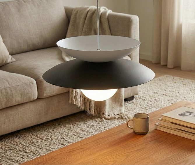 Lampa Wisząca NAGOYA 1 Czarny/Biały