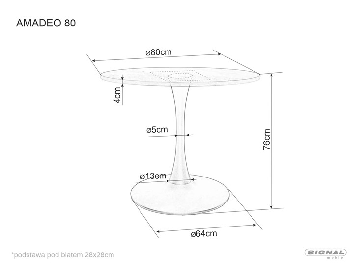 Stół Okrągły AMADEO fi80 Orzech