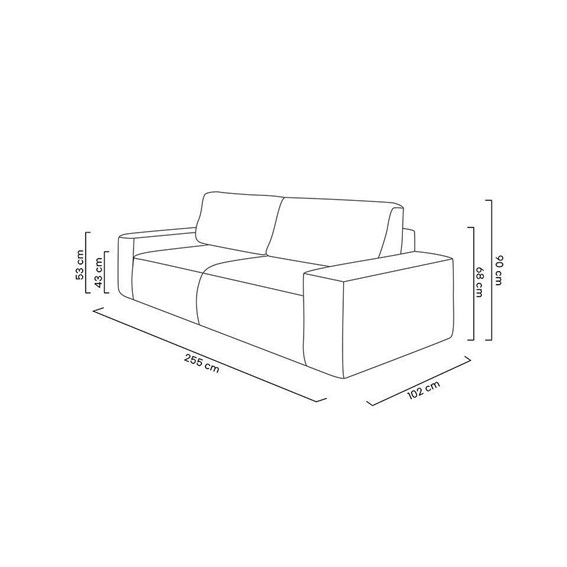 Sofa PILLOW z Funkcją Spania 255cm Szary