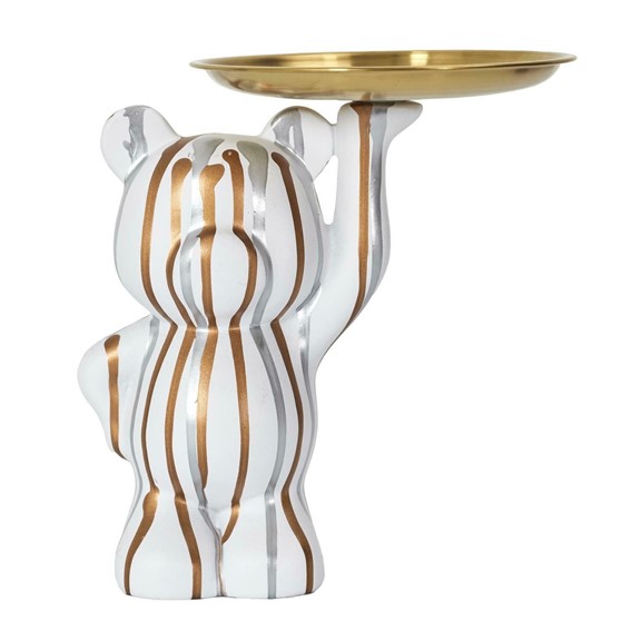 Figurka Miś z Tacą do Przechowywania Biały