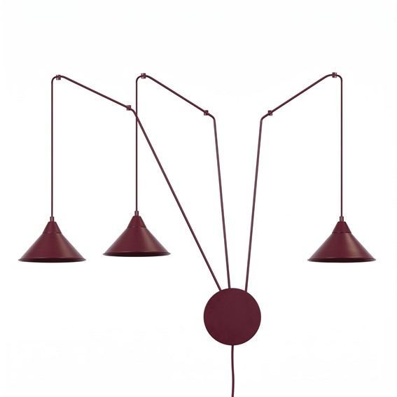 Lampa Wisząca ABRAMO 3 Burgundowy