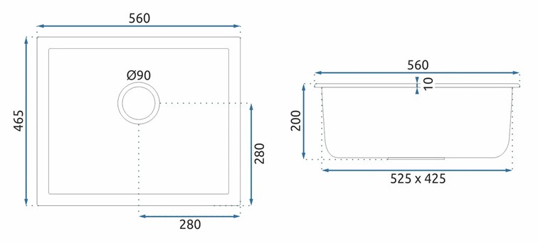 Zlewozmywak Granitowy NELS + Syfon Czarny Metalik
