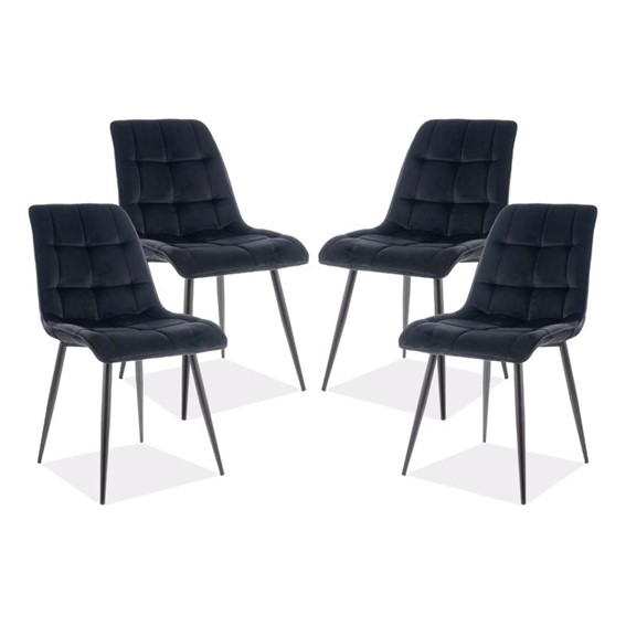 Zestaw 4x Krzesło CHIC Velvet Czarny/Czarny