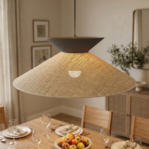Lampa Wisząca SOFTA 1 Rattan/Czarny
