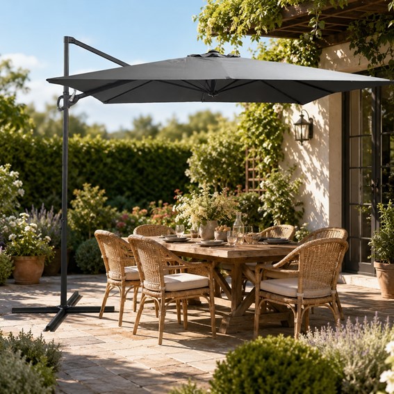 Parasol Ogrodowy VENTO 2.5m Ciemny Szary