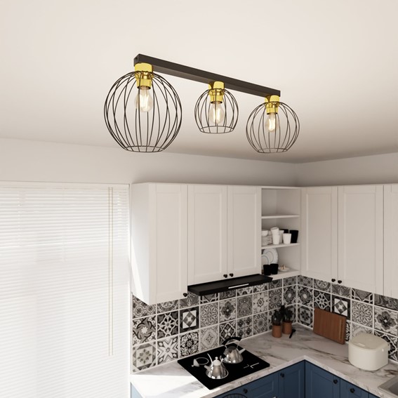 Lampa Sufitowa NEST 3 Czarny/Złoty