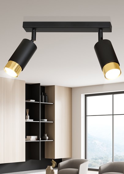Lampa Sufitowa HIRO 2 Czarny/Złoty