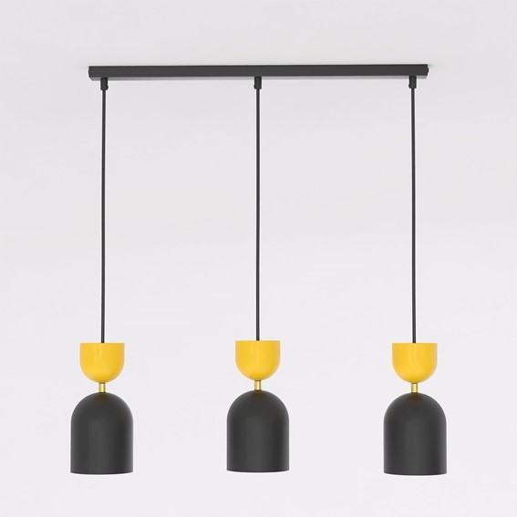 Lampa Wisząca GAUDI 3 Czarny/Pomarańczowy