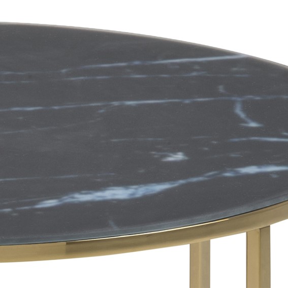 Stolik Kawowy ALISMA Okrągły Gold/Black Marble