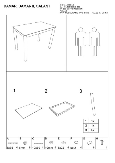 Stół DAMAR 80x60 Biały