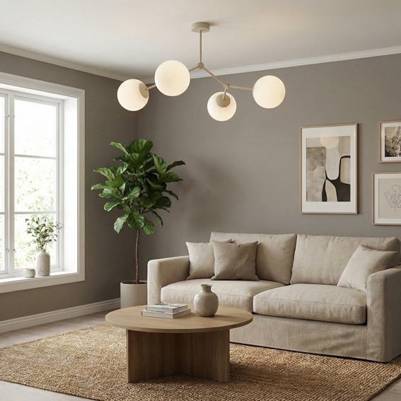 Lampa Sufitowa SPACE 4 Beżowy/Opal