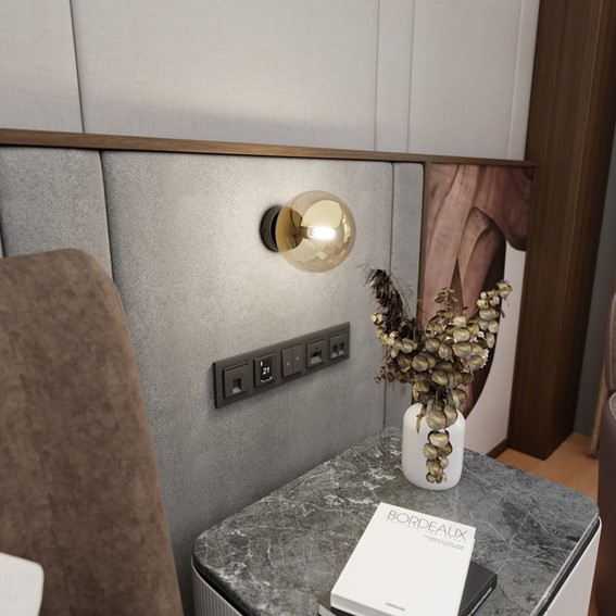 Kinkiet ROSSI K1 Czarny/Miodowy