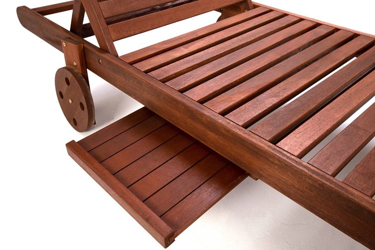 Leżak Ogrodowy AZURE Drewniany Materacem Biało/Czarnym