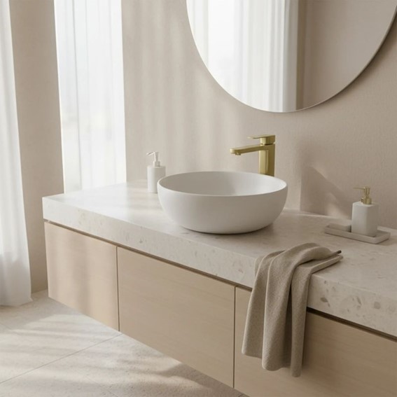 Bateria Umywalkowa Wysoka ARLO Złoty Szczotkowany