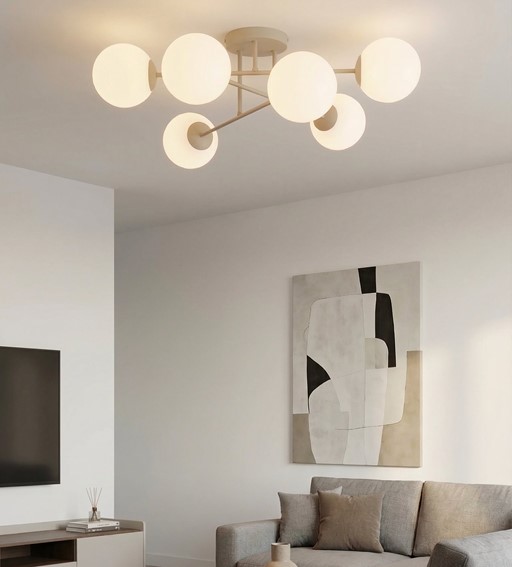 Lampa Sufitowa ROMA 6 Beżowy/Biały