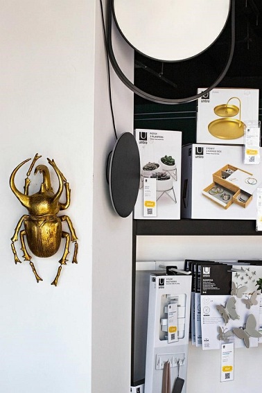 Dekoracja Ścienna Atlas Beetle 15x26x33 Złoty