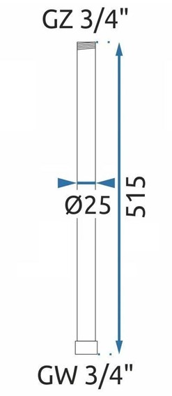 Przedłużka Do Zestawu Wannowo-Prysznicowego 50cm Nikiel Szczotkowany