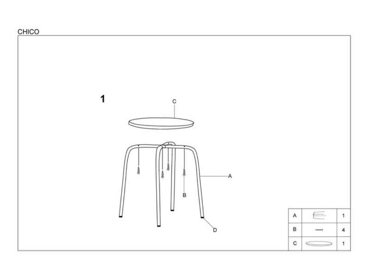 Taboret CHICO Chromowany/Beż
