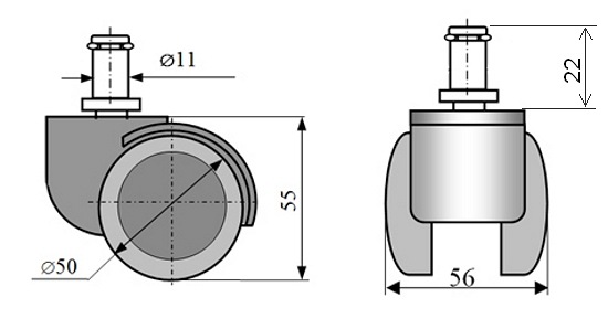 Kółka Kauczukowe (Zestaw) 5 szt. do Fotela Obrotowego / Biurowego