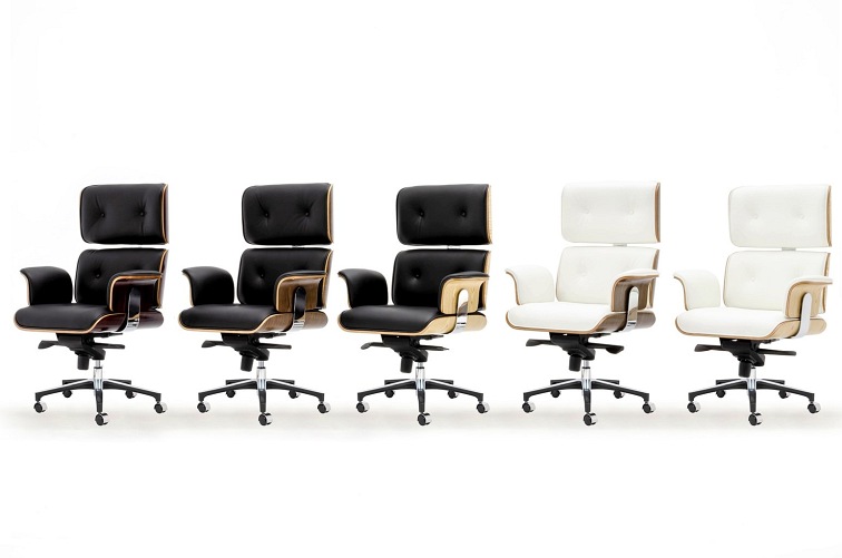 Fotel Biurowy LOUNGE BUSINESS Biały/Orzech