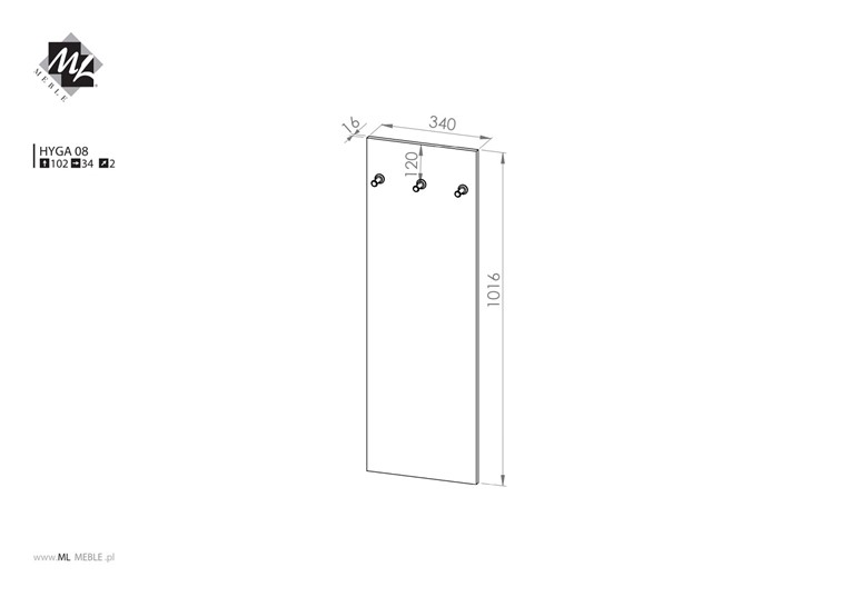 Wieszak Tapicerowany HYGA 08 Sosna Śnieżna