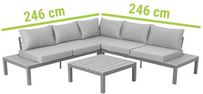 Narożnik Ogrodowy BALI 5-Osobowy ze Stolikiem Szary