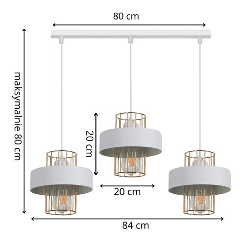 Lampa Wisząca ESTELLA 3L Biała