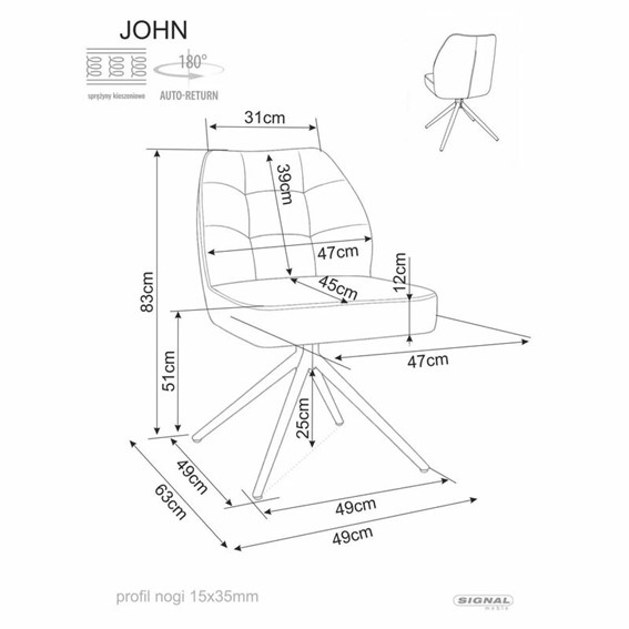 Krzesło JOHN Raven Jasny Beż/Czarny Mat