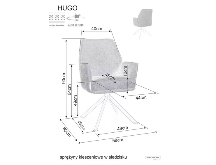 Krzesło Obrotowe HUGO Brego Ciemny Szary/Czarny