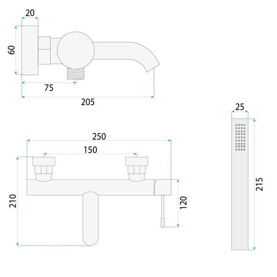 Bateria Wannowa LUNGO DIAMOND Miedź