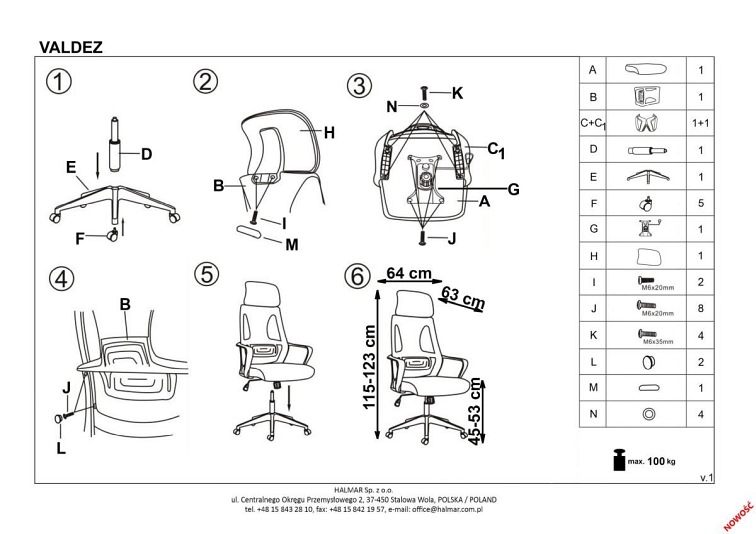 Fotel Pracowniczy VALDEZ Czarny