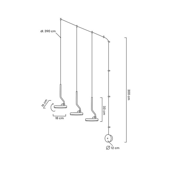 Lampa Ścienna FLAT 3 Czarny