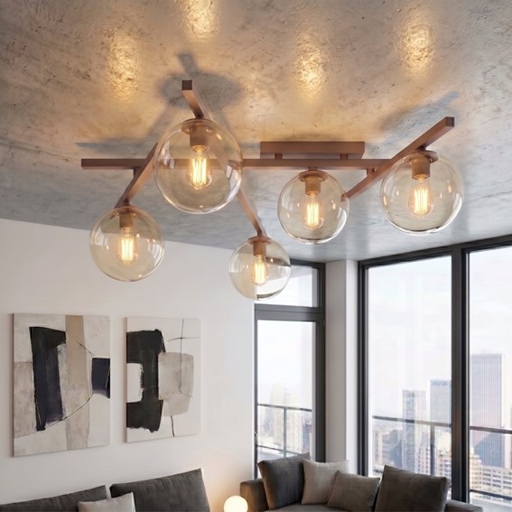 Lampa Sufitowa SMART 5 Beżowy/Miodowy