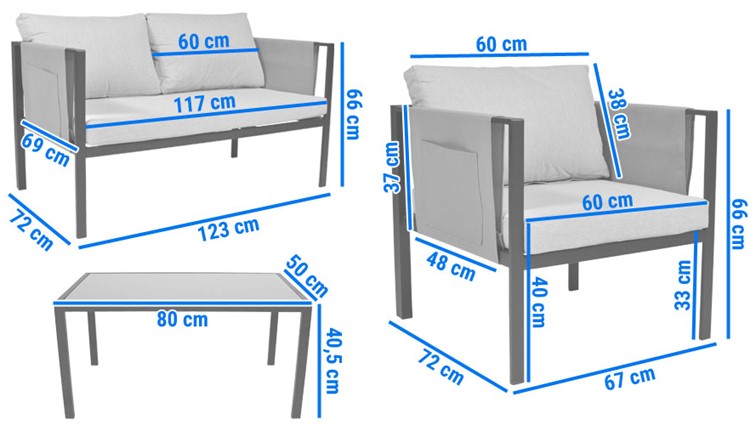 Zestaw Ogrodowy IBIZA Szary