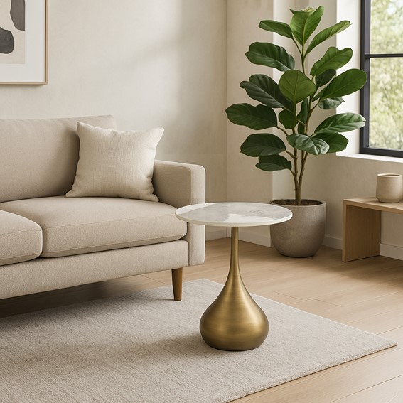 Stolik MODIG M38 Fi50cm Biały/Złoty