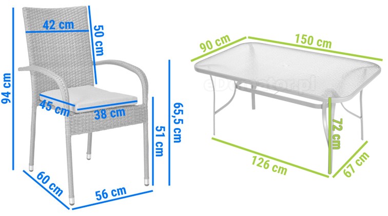 Zestaw Ogrodowy MALAGA LIGHT 6-osobowy Szary